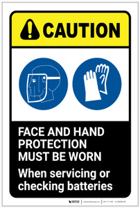 Caution: Face and Hand Protection Must be Worn with Graphic - Label
