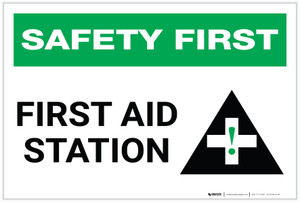 Safety First: First Aid Station with Icon - Label Safety First: First Aid Station with Icon - Label