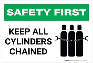 Safety First: Keep All Cylinders Chained - Label