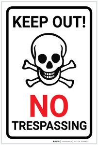 Keep Out No Trespassing with Icon Portrait - Label