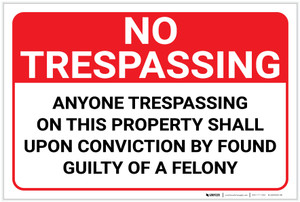 No Trespassing: Anyone Trespassing: Guilty Of A Felony Landscape - Label