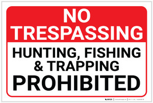 No Trespassing: Hunting Fishing Trapping Prohibited Landscape - Label