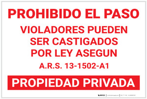 Posted: Private Property Spanish Landscape - Label