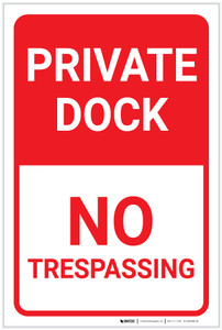 Private Dock No Trespassing Portrait - Label