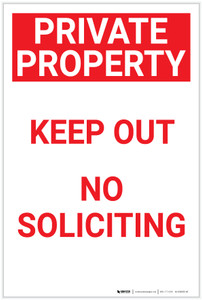 Private Property: Keep Out No Soliciting Red Portrait - Label