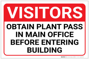 Visitors: Obtain Plant Pass In Main Office Before Entering Building Landscape - Label