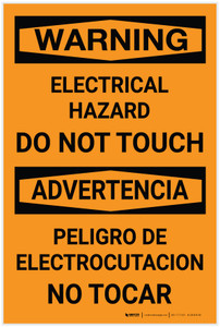 Warning: Electrical Hazard Do Not Touch Bilingual Spanish - Label