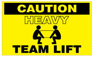 Caution Heavy Team Lift 3 x 5 - Label Roll