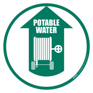 Potable Water Hose with Wheels (Arrow Up) - Floor Sign