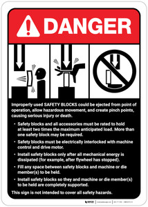 Danger: Safety Blocks Guidelines ANSI - Wall Sign