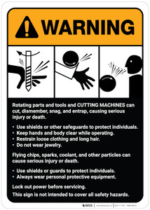 Warning: Cutting Machine Guidelines ANSI - Wall Sign