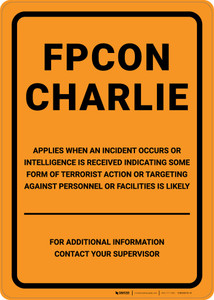 FPCON CHARLIE - Wall Sign