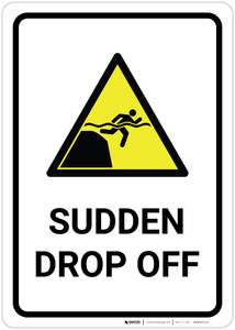 Sudden Drop Off with Pictogram - Wall Sign