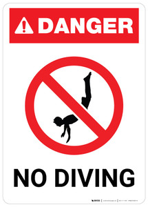 Danger: No Diving with Icon - Wall Sign