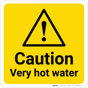 Caution: Very Hot Water Square with Pictogram - Wall Sign