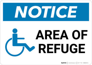 Notice: Area Of Refuge with ADA Icon Landscape