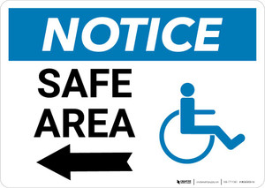 Notice: Safe Area with ADA Icon and Left Arrow Landscape