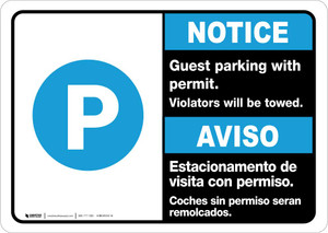 Notice: Bilingual Spanish Guest Parking With Permit - Violators Will Be Towed Landscape