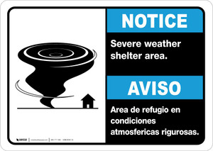 Notice: Bilingual Spanish Severe Weather Shelter Area with Icon Landscape Notice: Bilingual Spanish Severe Weather Shelter Area with Icon Landscape