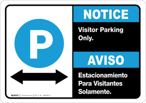 Notice: Bilingual Spanish Visitor Parking Only Bidirectional Arrow Landscape