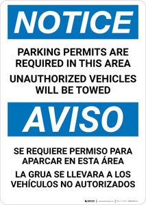 Notice: Bilingual Spanish Parking Permits Are Required In This Area Portrait