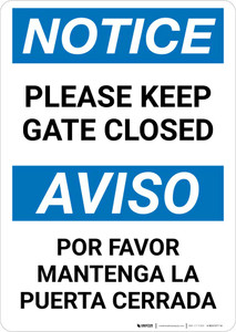 Notice: Bilingual Spanish Please Keep Gate Closed Portrait