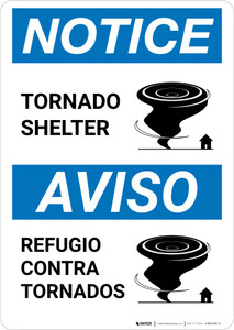 Notice: Bilingual Spanish Tornado Shelter with Icon Portrait