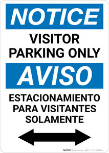 Notice: Bilingual Spanish Visitor Parking Only Bidirectional Arrow Portrait