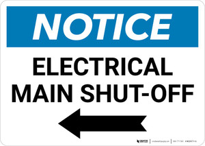Notice: Electrical Main Shut-Off Landscape with Left Arrow
