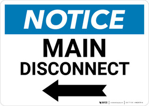 Notice: Main Disconnect Landscape with Left Arrow