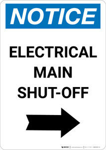 Notice: Electrical Main Shut-Off Portrait Right Arrow