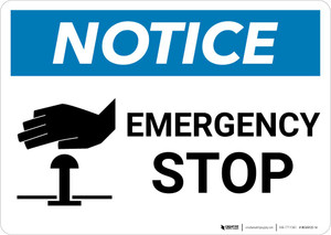 Notice: Emergency Stop with Icon Landscape