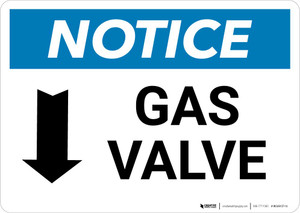 Notice: Gas Valve with Down Arrow Landscape