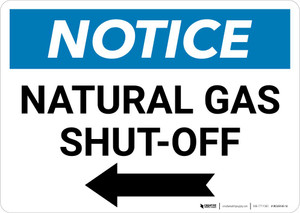 Notice: Natural Gas Shut-Off with Left Arrow Landscape