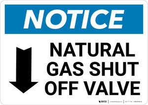 Notice: Natural Gas Shut-Off Valve with Down Arrow Landscape