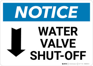 Notice: Water Valve Shut-Off with Down Arrow Landscape