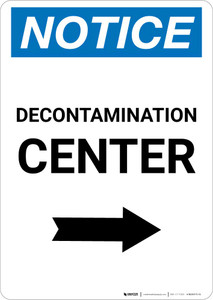 Notice: Decontamination Center with Right Arrow Portrait