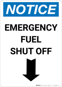 Notice: Emergency Fuel Shut Off with Down Arrow Portrait