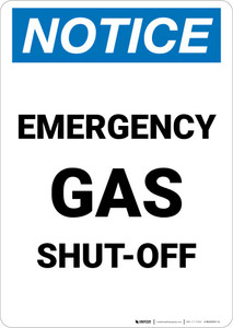 Notice: Emergency Gas Shut-Off Portrait