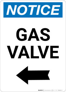 Notice: Gas Valve with Left Arrow Portrait