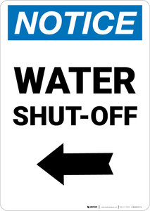 Notice: Water Shut-Off with Left Arrow Portrait