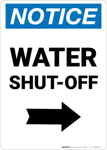 Notice: Water Shut-Off with Right Arrow Portrait