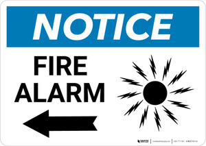 Notice: Fire Alarm with Left Arrow Landscape