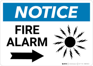 Notice: Fire Alarm with Right Arrow Landscape