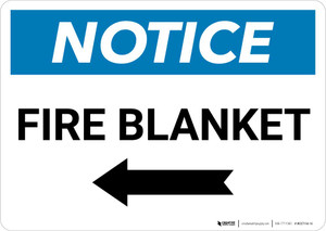 Notice: Fire Blanket with Left Arrow Landscape