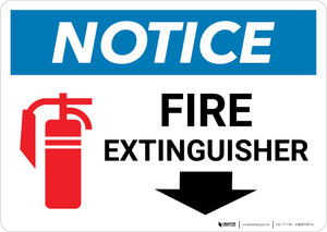Notice: Fire Extinguisher with Down Arrow and Icon Landscape