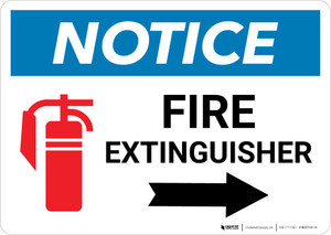 Notice: Fire Extinguisher with Right Arrow with Icon Landscape
