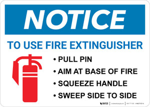 Notice: Fire Extinguisher Procedure Landscape