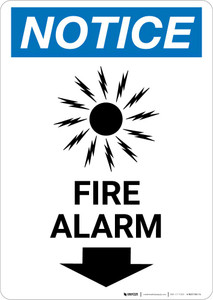 Notice: Fire Alarm with Down Arrow Portrait