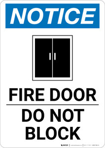 Notice: Fire Door Do Not Block Portrait